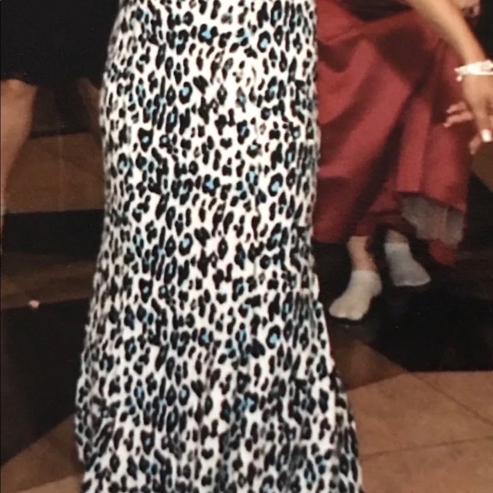 NV Couture Turquoise Animal Print Party Prom Dress - Picture 7 of 8